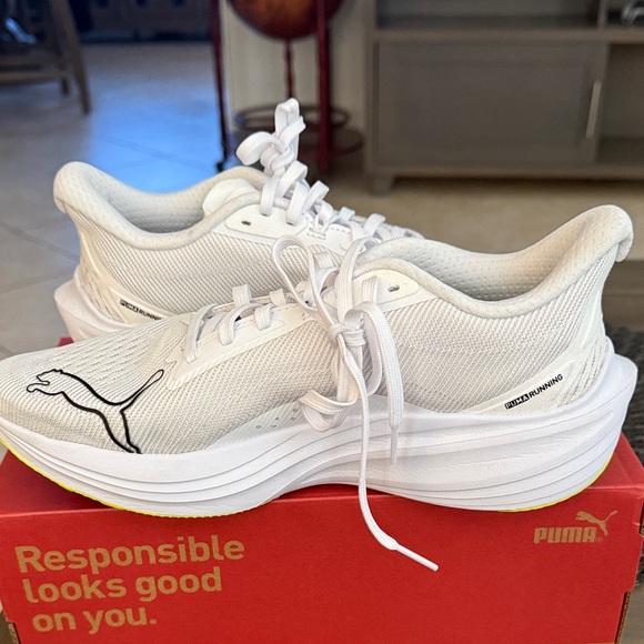 Puma White and Neon Athletic Shoes - Picture 4 of 6